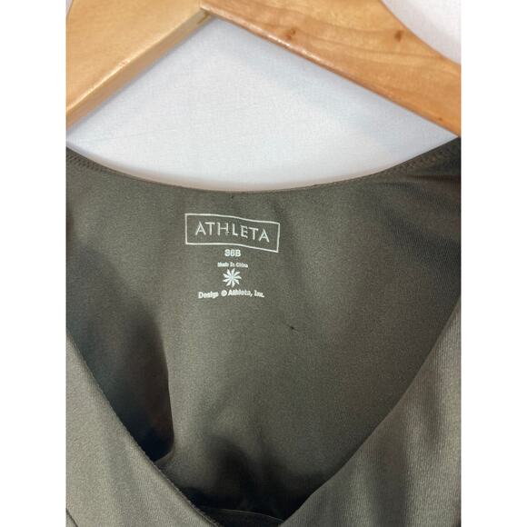 Athleta Bra Cup Empire V-Neck Cami Support Top Dark Green Size 36B - Picture 3 of 7